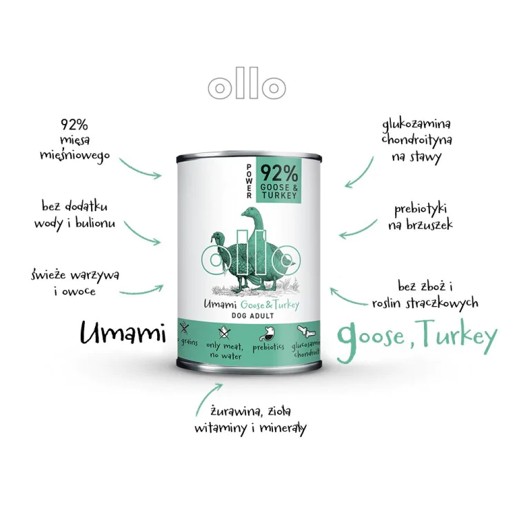 Ollo Umami Gęś i Indyk - karma mokra dla psa 400g