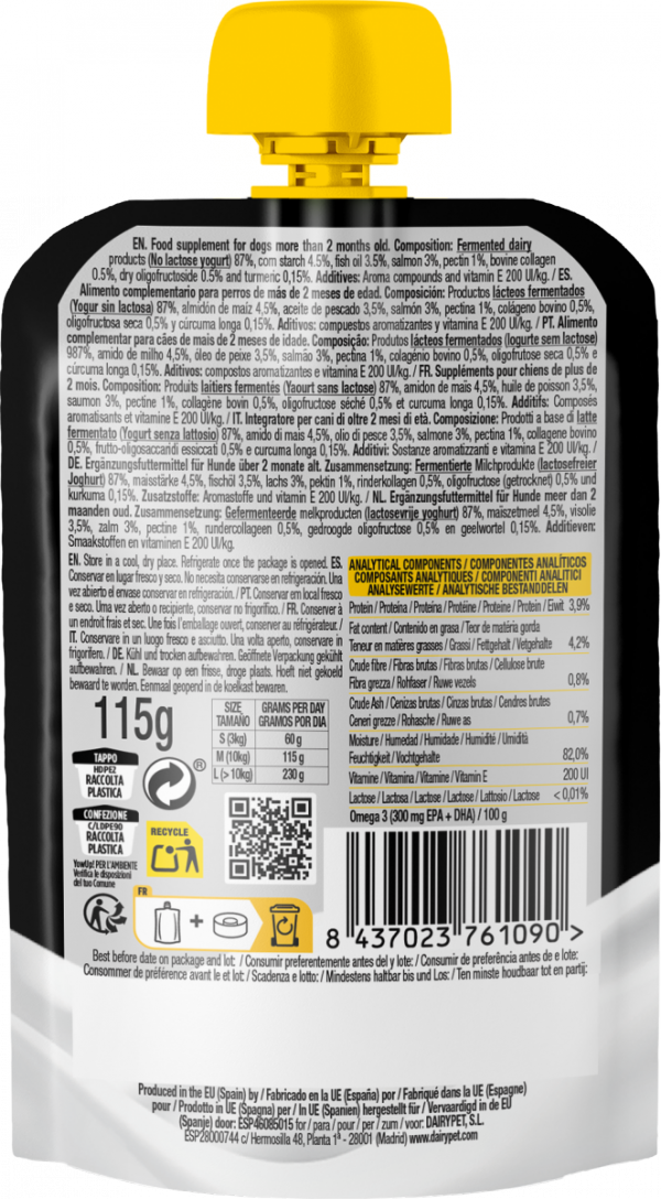 YOW UP! Skóra & Sierść Jogurt dla psa z łososiem 115g