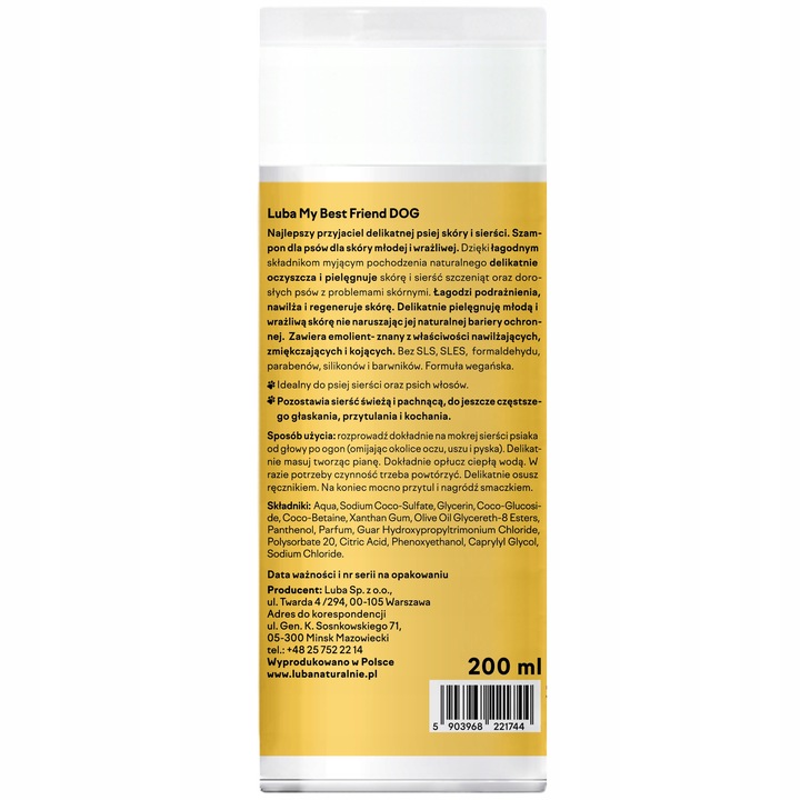 LUBA My best friend DOG szampon dla juniorów i skóry wrażliwej 200ml