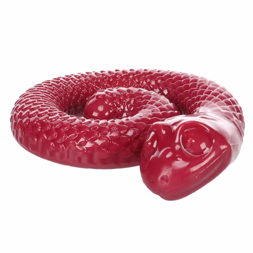 Flamingo Sneaky Snake Dog Toy - zakręcony gumowy wąż na przysmaki dla psa, z piszczałką - zabawka węchowa 17cm