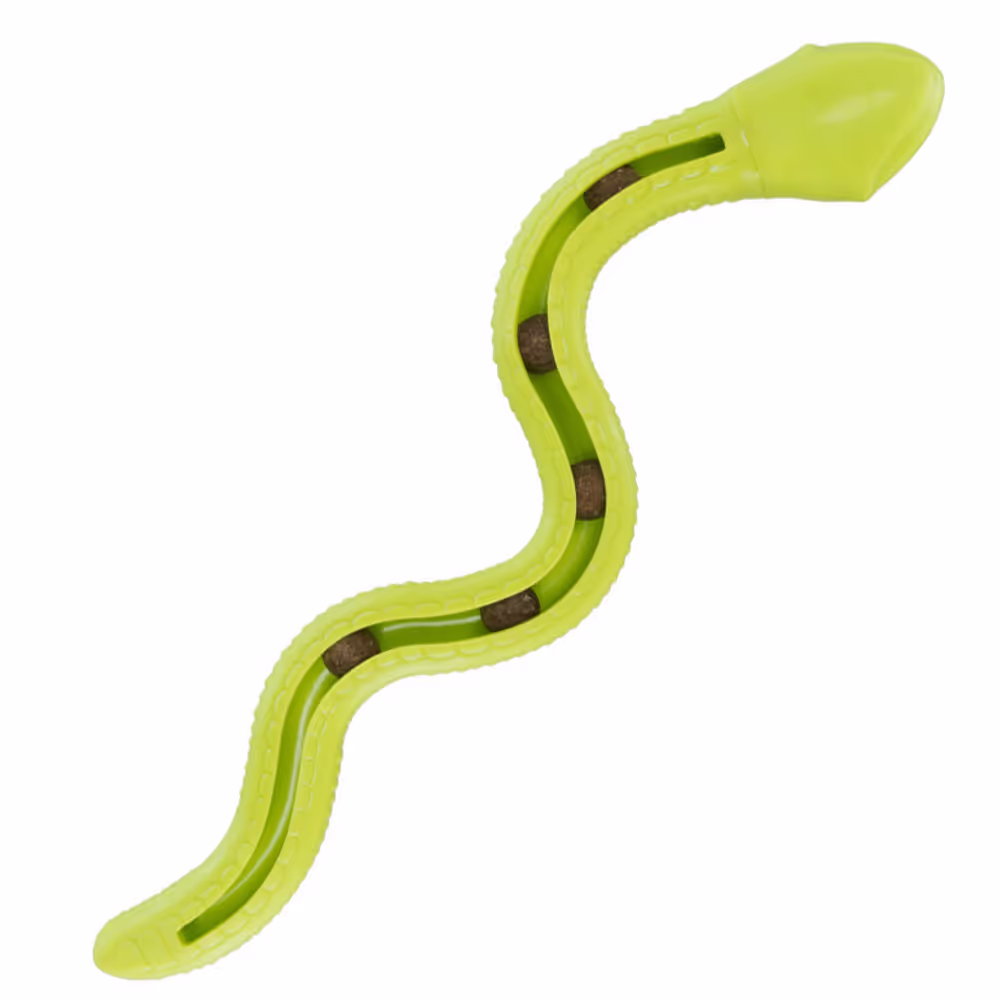 Flamingo Sneaky Snake Dog Toy - gumowy wąż na smakołyki dla psa, z piszczałką - zabawka węchowa 42cm