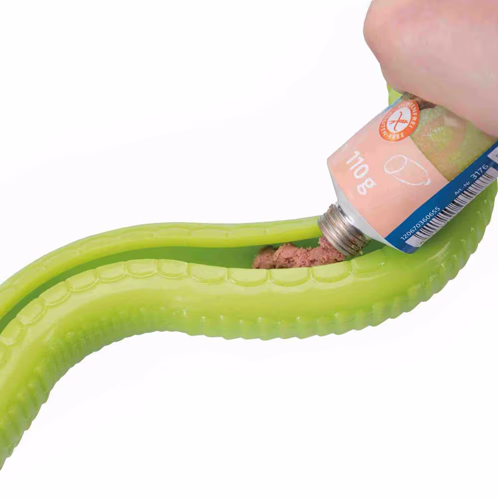 Flamingo Sneaky Snake Dog Toy - gumowy wąż na smakołyki dla psa, z piszczałką - zabawka węchowa 42cm